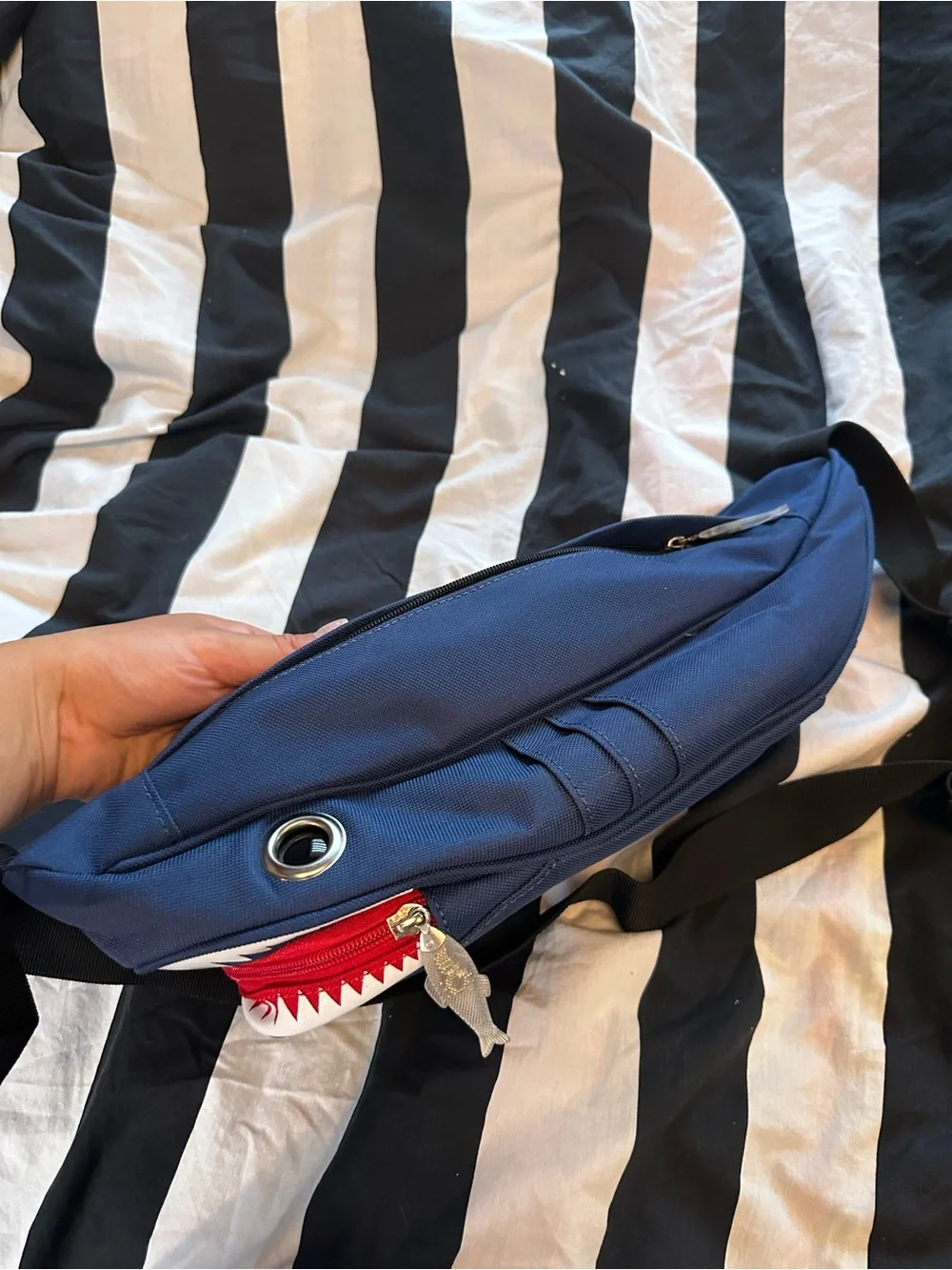 Blue Shark-Accent Crossbody Sling Bag/ Fanny pack